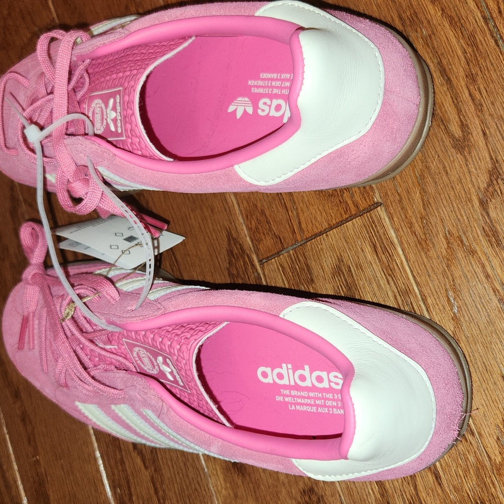 adidas Pink Suede Gazelle Women's Sneakers with White Stripes - Picture 3 of 7